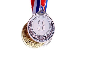 bronze medal on yellow background, concept for winning or success