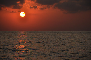 Beautiful sunset on the sea. Travel, vacation, evening