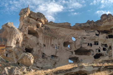 Cavusin Castle in Cappadocia, Turkey