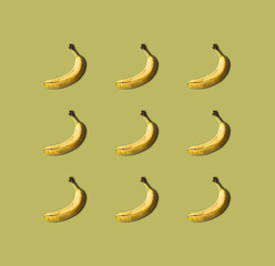 Fototapeta na wymiar Bananas pattern isolated on background. Summer fruit.