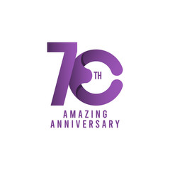 70 Th Amazing Anniversary Celebration Vector Template Design Illustration Logo Icon