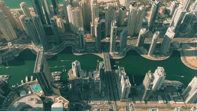 Aerial view of the Dubai Marina, UAE