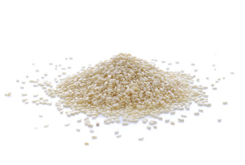 White Sesame Seeds on white background