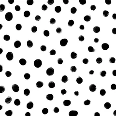 Printed roller blinds Circles Black dot pattern with white background