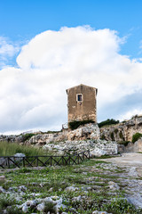  old stone building in the Greek theater of Syracuse