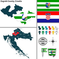 Map of Zagreb County, Croatia
