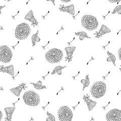 Dandelion hand drawn pattern.Taraxacum officinale - 312366513