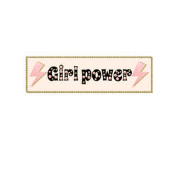 Girl power. The inscription with glitter pink lightning and pearls. Vector illustration. Creative artwork. Template for card, poster, banner, print for t-shirt, pin, badge, patch.