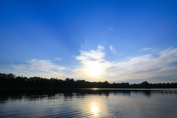 Fototapeta na wymiar Scenic view to landscape with lake in Latvia, Latgale, East Europe. Summer nature.