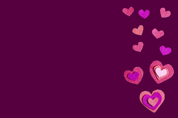 Dark background with hearts. Copy space. Place for text. St. Valentine's Day