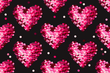 Fototapeta na wymiar seamless pattern with sequin heart. Vector background. Creative artwork.