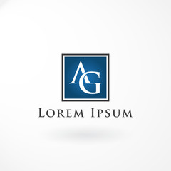 Lettermark Design is Combination Letter A and G with Line Square
