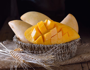 yellow mango in basket