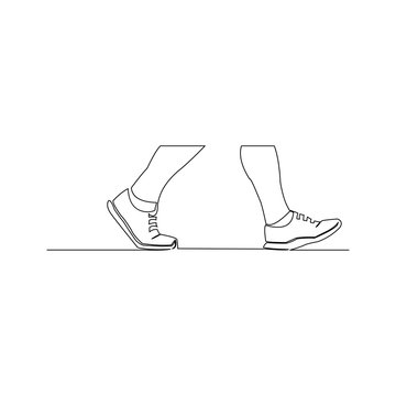 recommend clip art: continuous line drawing of walking foot vector illustration