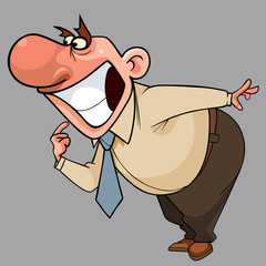 cartoon adult man widely smiling with snow white teeth