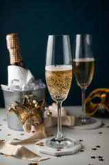 Happy New Year champagne background, 2020