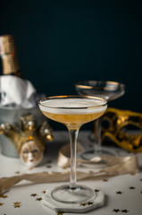 New Year champagne in glasses, celebrate background