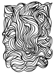 Drawing of abstract waves made by hand with ink and brush