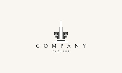 Fototapeta premium Vector logo on which the abstract image of the tower in the Greek style.