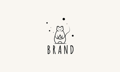 Vector logo on which an abstract image of a mouse that holds cheese in his hands.