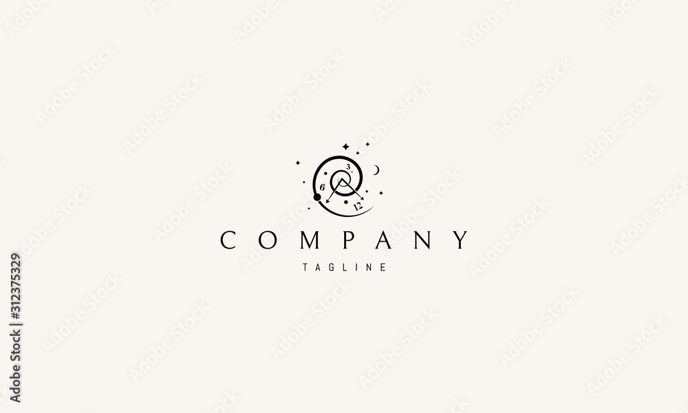Wall mural vector logo on which an abstract image of time in the form of a spiral.