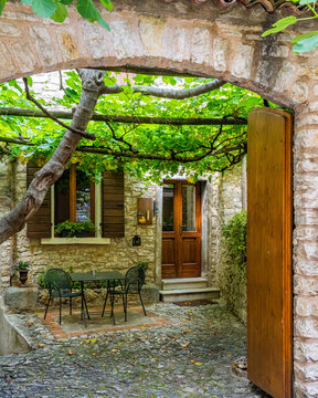 Scenic sight in the small village of Piovere, on Lake Garda. Province of Brescia, Lombardia, Italy.