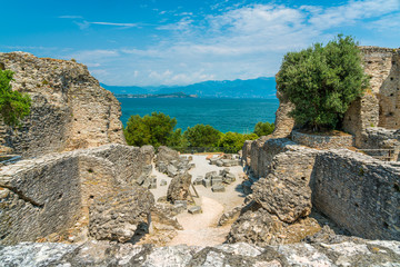 Fototapeta na wymiar Ruins of Catullo's Villa at Sirmione, on Lake Garda, Province of Brescia, Lombardy, Italy.
