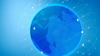 Global network connection. Digital earth. Connection lines Around Earth Globe.