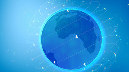 Global network connection. Digital earth. Connection lines Around Earth Globe.