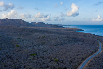 Aerial view over area Knip on the western side of Curaçao/Caribbean /Dutch Antilles	