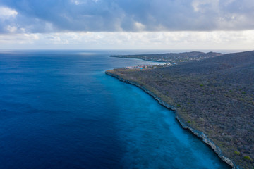 Aerial view over area Knip on the western side of Curaçao/Caribbean /Dutch Antilles	