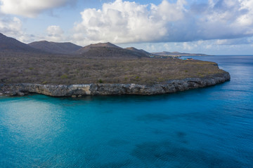 Aerial view over area Knip on the western side of Curaçao/Caribbean /Dutch Antilles	
