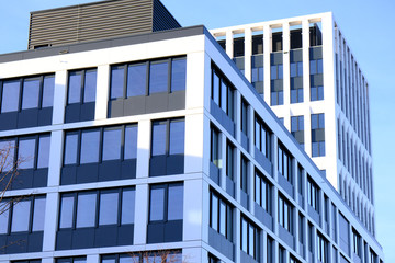 Exterior of a modern office buildings in new contemporary bussines center.