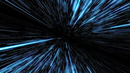 Space Travelling in the Speed of Light.  Abstract light, fibre-optic. Super speed. Particle or space traveling. Particle zoom background.