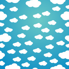 Cute Clouds Pattern. Seamless Vector.