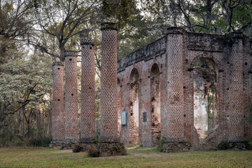 The remains of Old Sheldon Church, located in Beaufort County, South Carolina.  The church was built in the 1740s, and burned during the Civil War in 1865.
