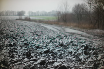 plowed field in the first snow