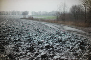 plowed field in the first snow