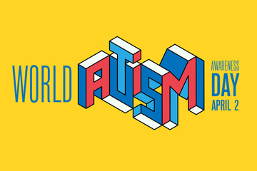 Impossible typography. The word Autism made of impossible letters. Autism awareness concept illustration.