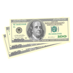 Vector drawing stylized one hundred dollar banknotes highly detailed. - 312381990
