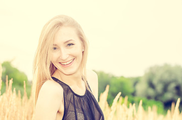 Beautiful sexy blonde outdoors portrait