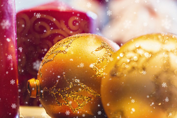two christmas ball with a candle, christmas season