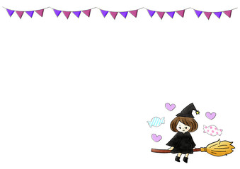 ほうき　魔女　ハロウィン　ガーランド