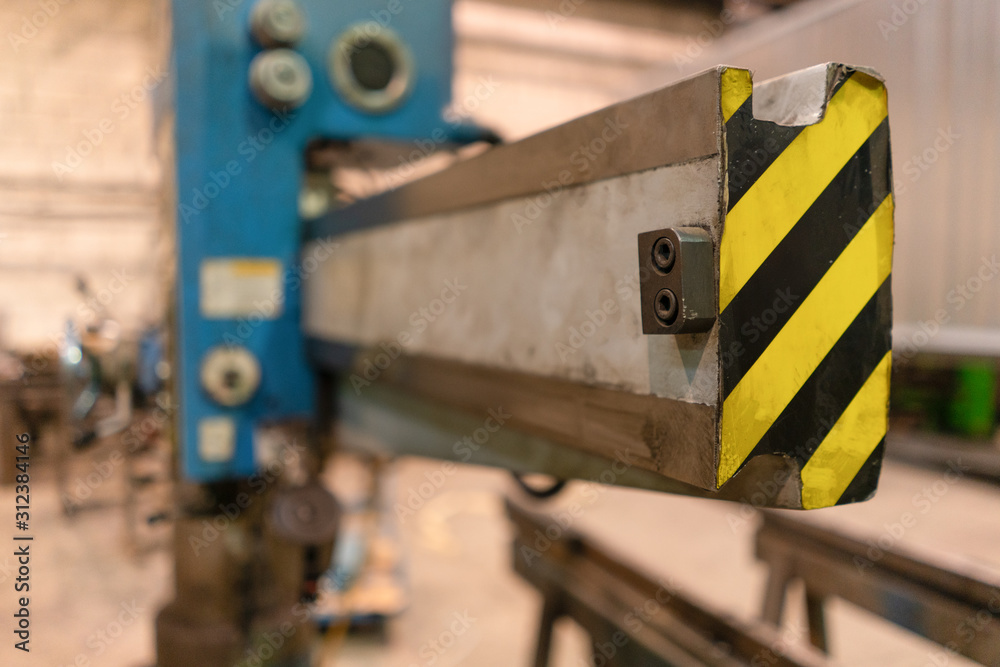 Wall mural mark of careful handling on the equipment. yellow-black stripes