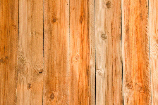 Wood brown grain texture, dark wall background. Pine wood plank texture background. © AimPix