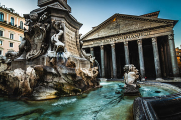 Fototapeta na wymiar View of Pantheon in the morning. Rome. Italy