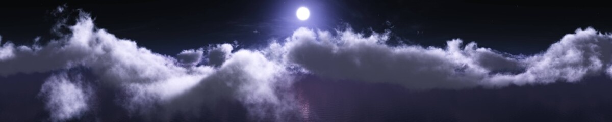 Obraz premium Panorama chmur o wschodzie słońca, zachód słońca nad chmurami, baner, renderowanie 3D.