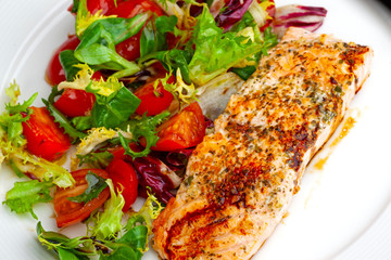 grilled fish and vegetables