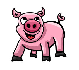 A Funny Stylized Happy Pig