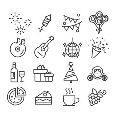 Event and holiday, party concept icon set isolated. Modern minimal outline on white background